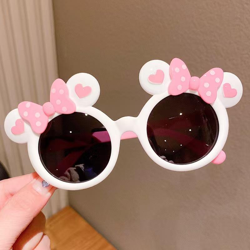 Cute Mickey Children'S Sunglasses Girl, Cartoon Minnie Bow Sunscreen Sunglasses Glasses