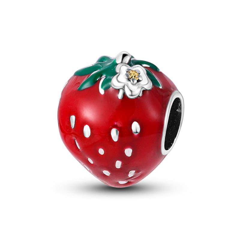 925 Silver Strawberry Ladybird Cars Lipstick Fashion Woman Red Charms Beads Fit Pandach 925 Original Bracelets DIY Jewelry Gift