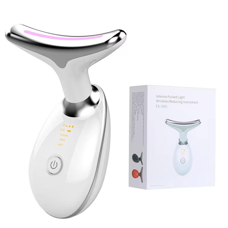 Neck Facial Lifting Device EMS Microcurrent LED Photon Therapy Vibration Face Massager Anti Wrinkles Tightening Skin Care Tools