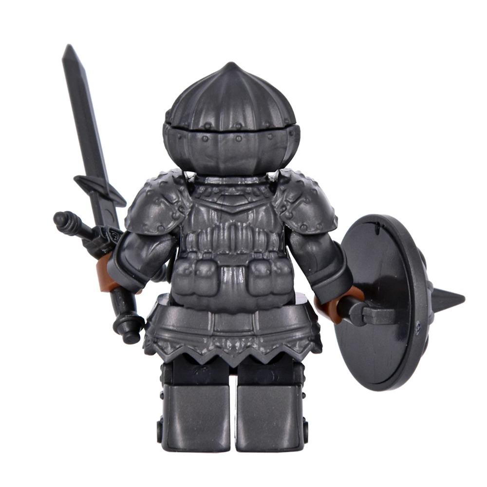 Chevalier Oignon Médiéval Chevalier Noir Détaillé Armure Minifigurine avec Bouclier Interchangeable Blocs de Construction