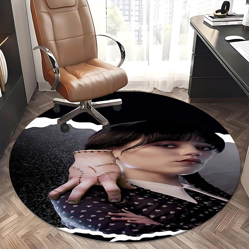 The Addams Family,Gothic Fashion Chair Mat Round Rug Office Carpet, Machine Washable, Non Slip, Suitable for Living Rooms, Bedrooms