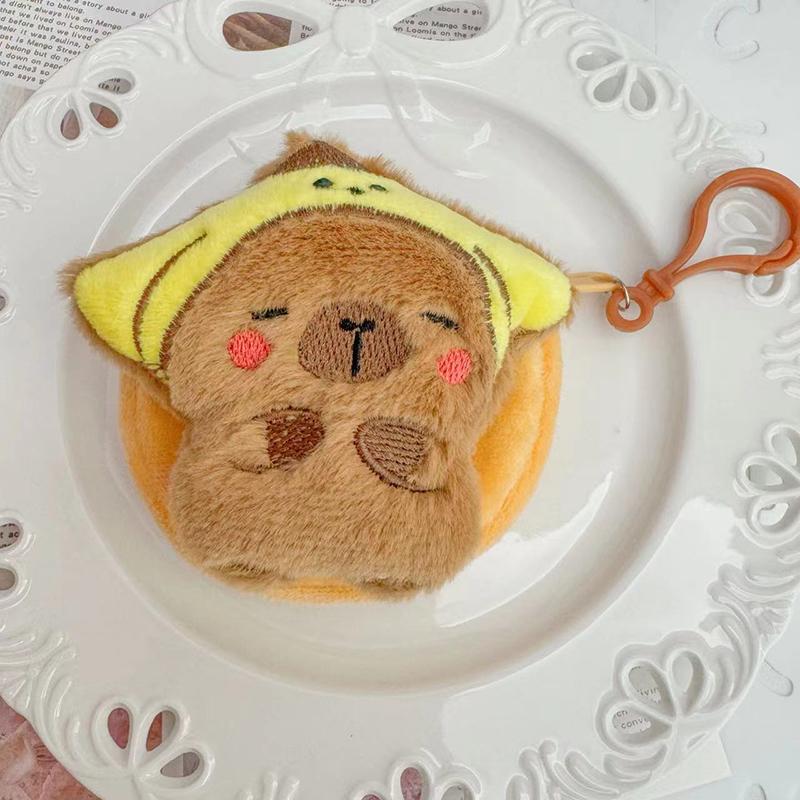 Cartoon Kapybara Coin Purse High Quality Small Gift Keychain Charm Plush Headphone Bag Charm