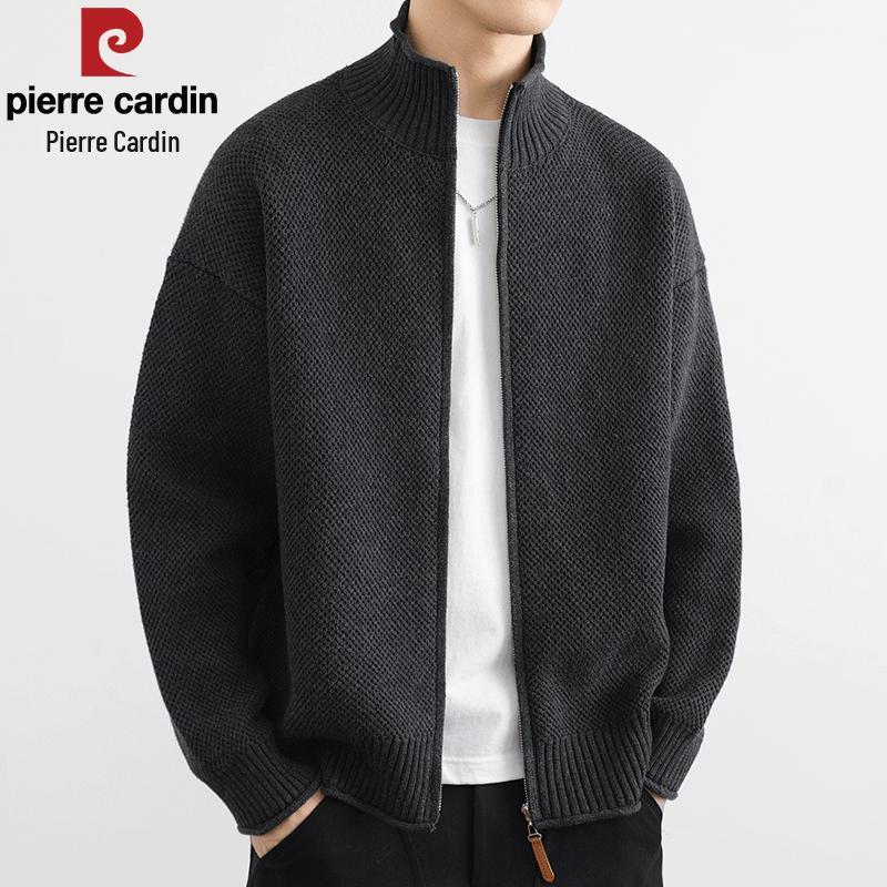 Pierre Cardin Men's Stand Collar Zipper Knit Cardigan Jacket