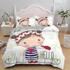 Cartoon Lovely Girls King Queen Duvet Cover Cute Little Girl Pattern Bedding Set Kids Pink Pretty 2/3pcs Polyester Quilt Cover