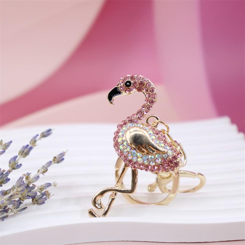 Rhinestone Flamingo Keychain Flamingo Pendant Keychain Rhinestone Crystal Keyring Car Key Chain Key Holder Handbag Purse Charm