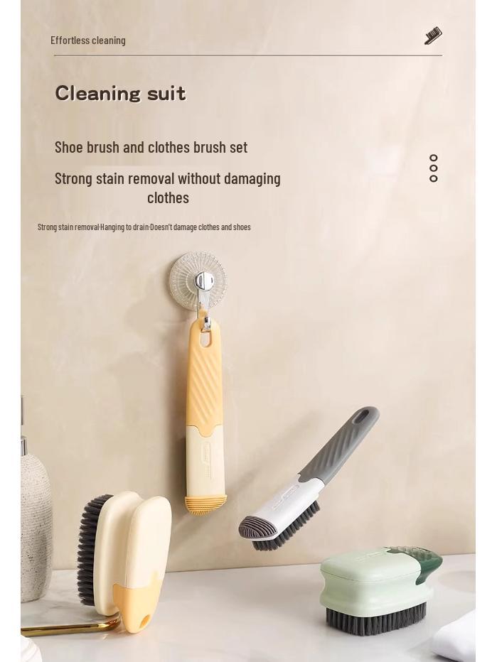 Soft Bristle Shoe Brush Set: Gentle Cleaning for Household Laundry & Shoes with Long Handle