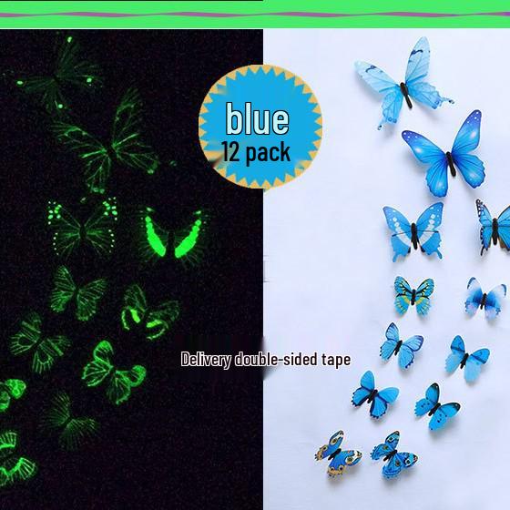 

Luminous 12-Piece Butterfly Wall Decals for Kids Rooms: Glow-in-the-Dark, Self-Adhesive