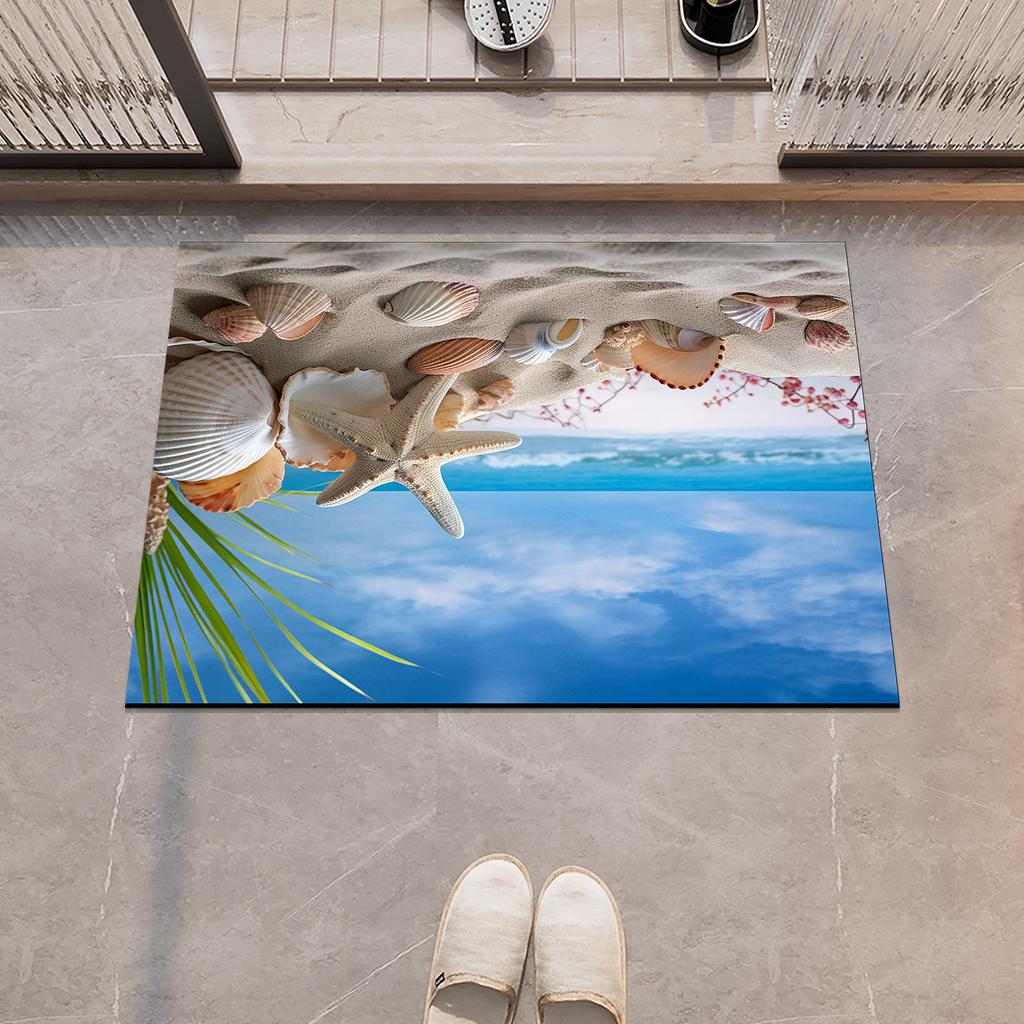 Ocean Bathroom Bath Mat Absorbent Foot Mats Non-slip Quick Dry Bathroom Carpet Shower Rugs Toilet Pad Doormat Washable