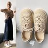 Fashion 2025 Artistic Cotton Linen Lace Mesh Women's Shoes Summer Beach Shoes Bohemian Single Small White Shoes