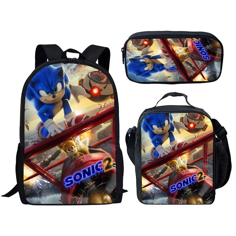 Sonic Anime Schoolbag Set With Cartoon Prints Water Proof Breathable For Kids