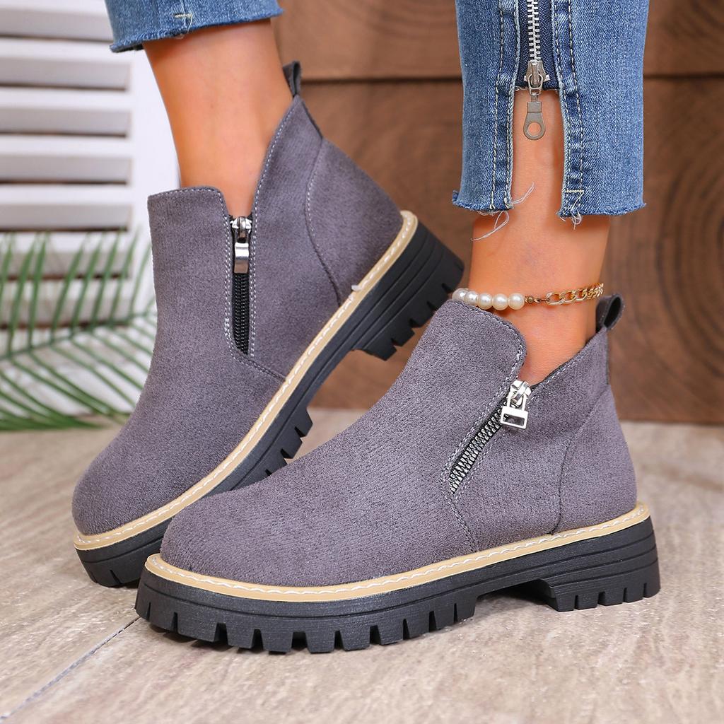 Women's Plus Size Side Zipper High Top Ankle Boots New Autumn Winter Fashion Casual Shoes