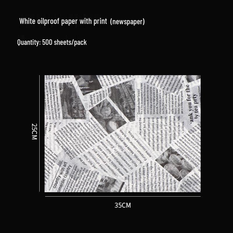 Oil-Proof Food-Grade Baking Paper: English Newspaper Design for Hamburgers and Placemat Use