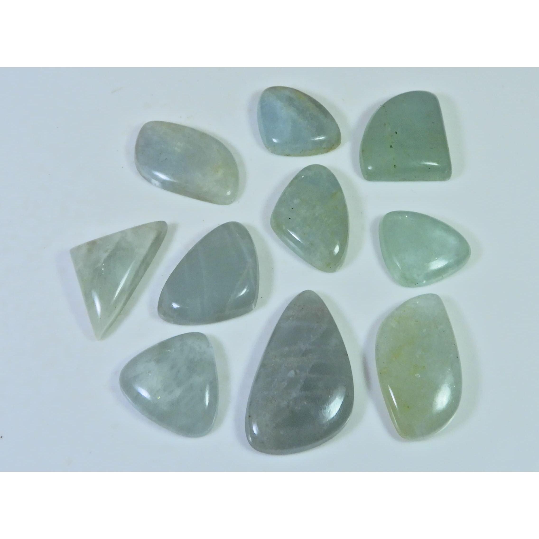 229Cts. Natural Aquamarine Fancy Cabochon Loose Gemstone 10 Pcs Lot 20-34 MM C-1492