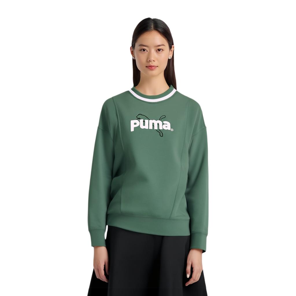 Puma Atmungsaktives Bequemes Rundhals-Pullover-Sweatshirt Damen-Sweatshirt Grün 620589-37