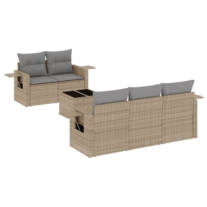 VidaXL Garden Lounge Set with Cushions 6 Pcs, Patio Sofas, Patio Furniture Set, Outdoor Furniture, Beige 3219898