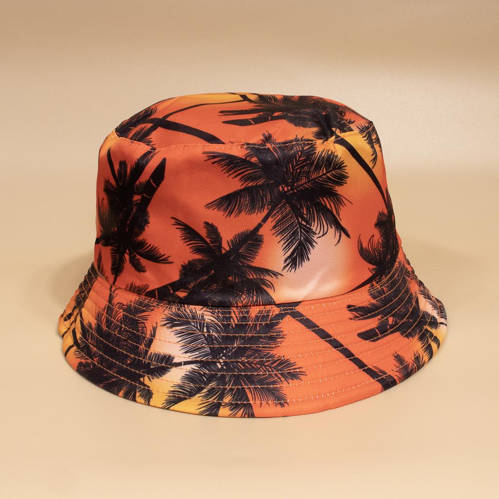Unisex Frühling Sommer Fischerhut Leichte Lässige Kappe Kokospalmenmuster Sonnenschutz für Draußen Modeaccessoire