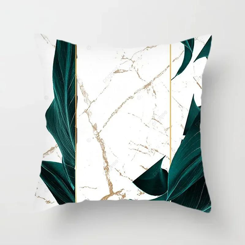 Green Cushion Cover Geometric Decor Living Room Office Sofa Pillowcase Home Peach Skin