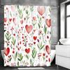 Fresh And Cute Heart Shower Curtain Washable Dirt-Resistant Shower Head Waterproof Polyester Bath Curtain For Home Decor