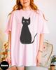 Womens Black Cat T Shirt Unisex Cotton Streetwear Oversized Loose Casual Short Sleeve Suitable For All Seasons