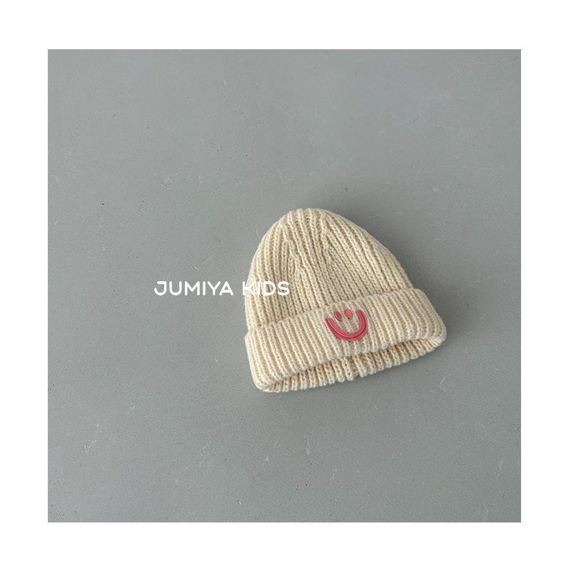 Children's Hats Autumn and Winter New Baby Knitted Pullover Hats for Boys and Girls Smiling Face Ear Protection Hats