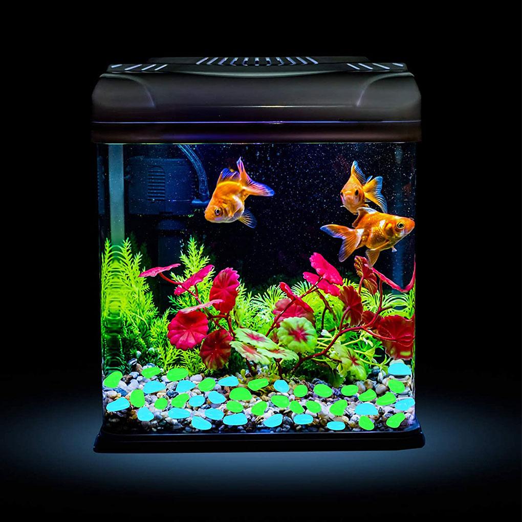100pcs Small Stones Fish Tank Glowing Pebble Stones Aquarium Flower Pot Decorative Artificial Plastic Pebbles Home Decoration