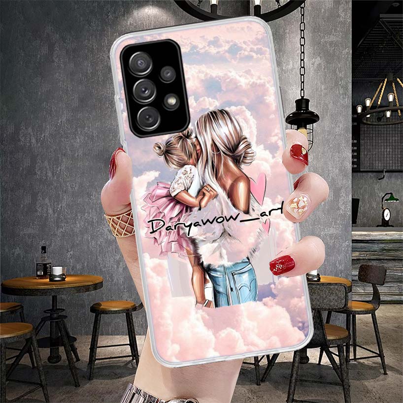 Girl Super Baby Mom Pink Soft Phone Case For Samsung Galaxy A12 A22 A32 A52 A72 A02S A51 A50S A71 A70 A31 A20S Note 20 Ultra S10