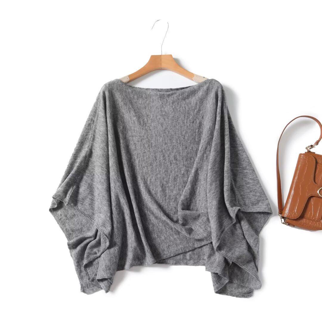 

Spring 2025 Asymmetrical One-Shoulder Knitted Pullover for Women Large