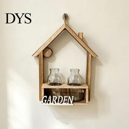 Hanging Glass Vase Wooden Wall Propagation Planter, Mounted Planter with Clear Tubes for Hydroponic Plant Holder Plants, Display Shelf Living