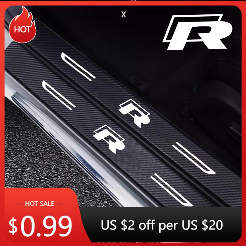 For VW VOLKSWAGEN 2026 New Car Door Sill Protector Plate Trunk Threshold Stickers for Volkswagen R LINE RLine Polo Caddy Golf Je