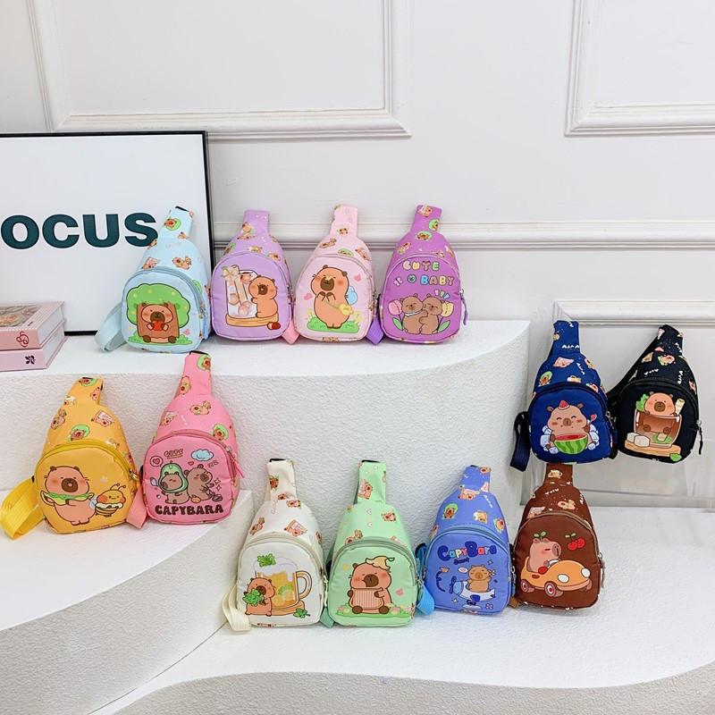 Capybara Cartoon Cute Shoulder Bag Breathable Fabric Toddlers Girl Travel Bags