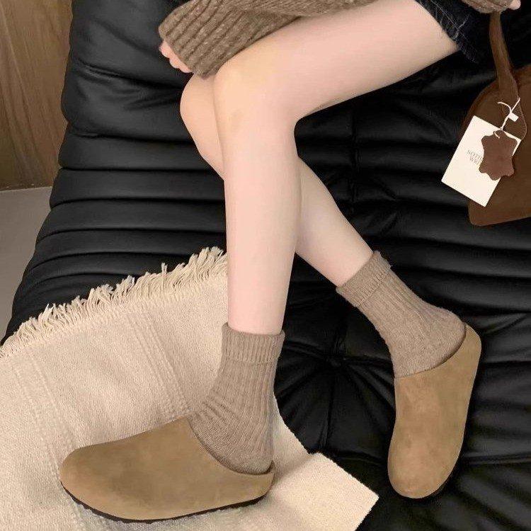 2024 Autumn New Soft Bottom Casual Versatile with Skirt semi-French Retro Bag Head Slippers Women