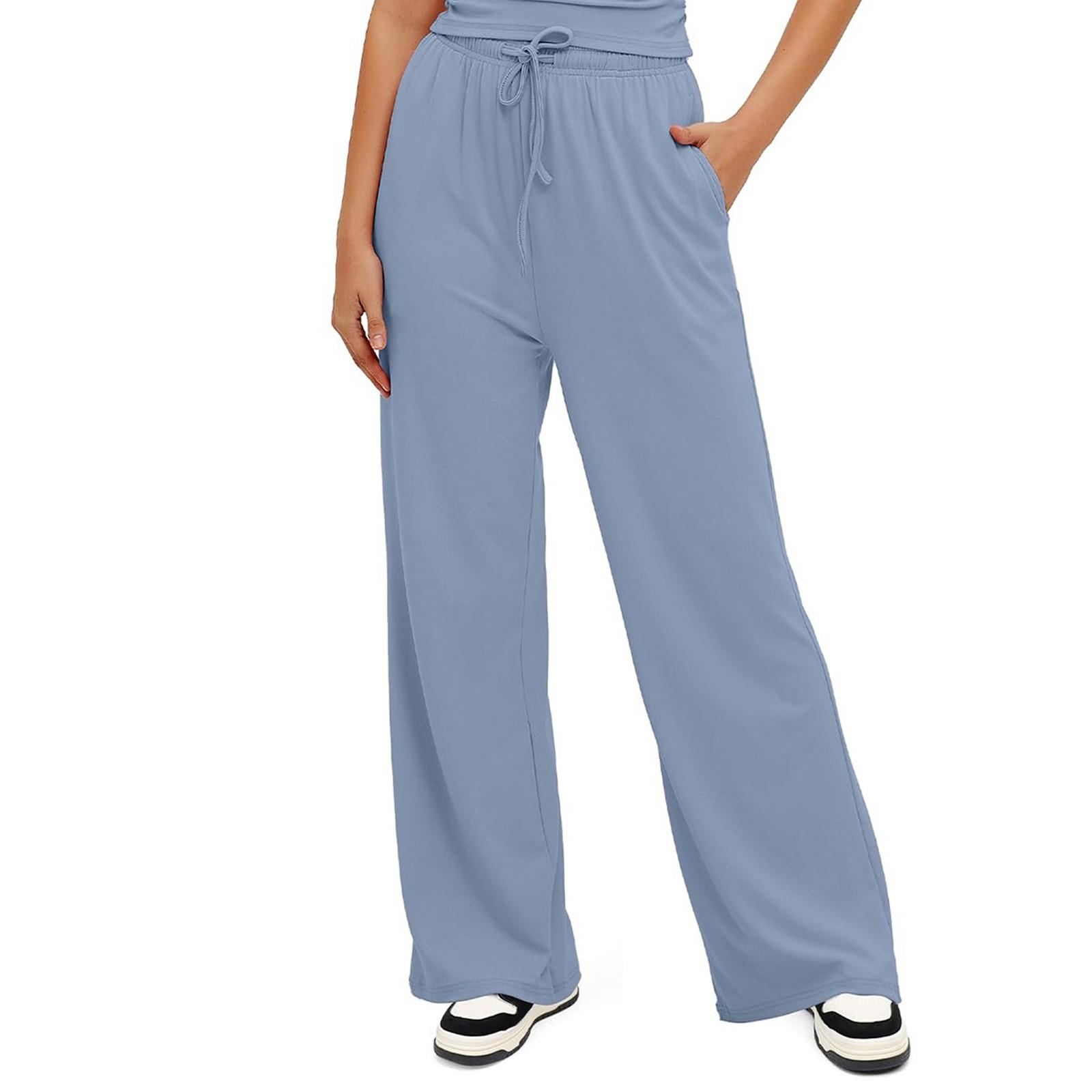 

Женские прямые летние легкие брюки с косыми карманами и высокой талией L