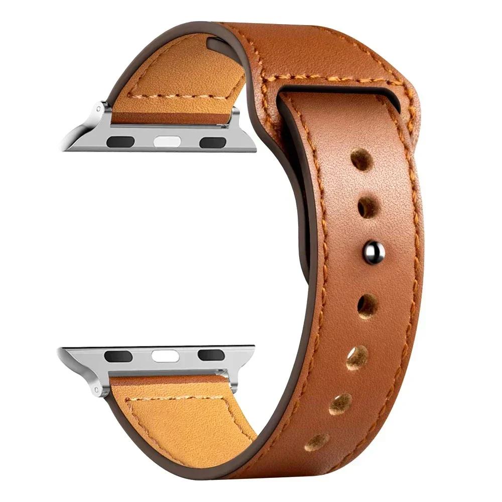 Leather Straps for Apple Watch 10 Band 46mm 42mm 44mm 45mm 49mm 41mm 40mm Correa Bracelet IWatch Series 8 9 3 4 5 6 SE 7 Ultra 2
