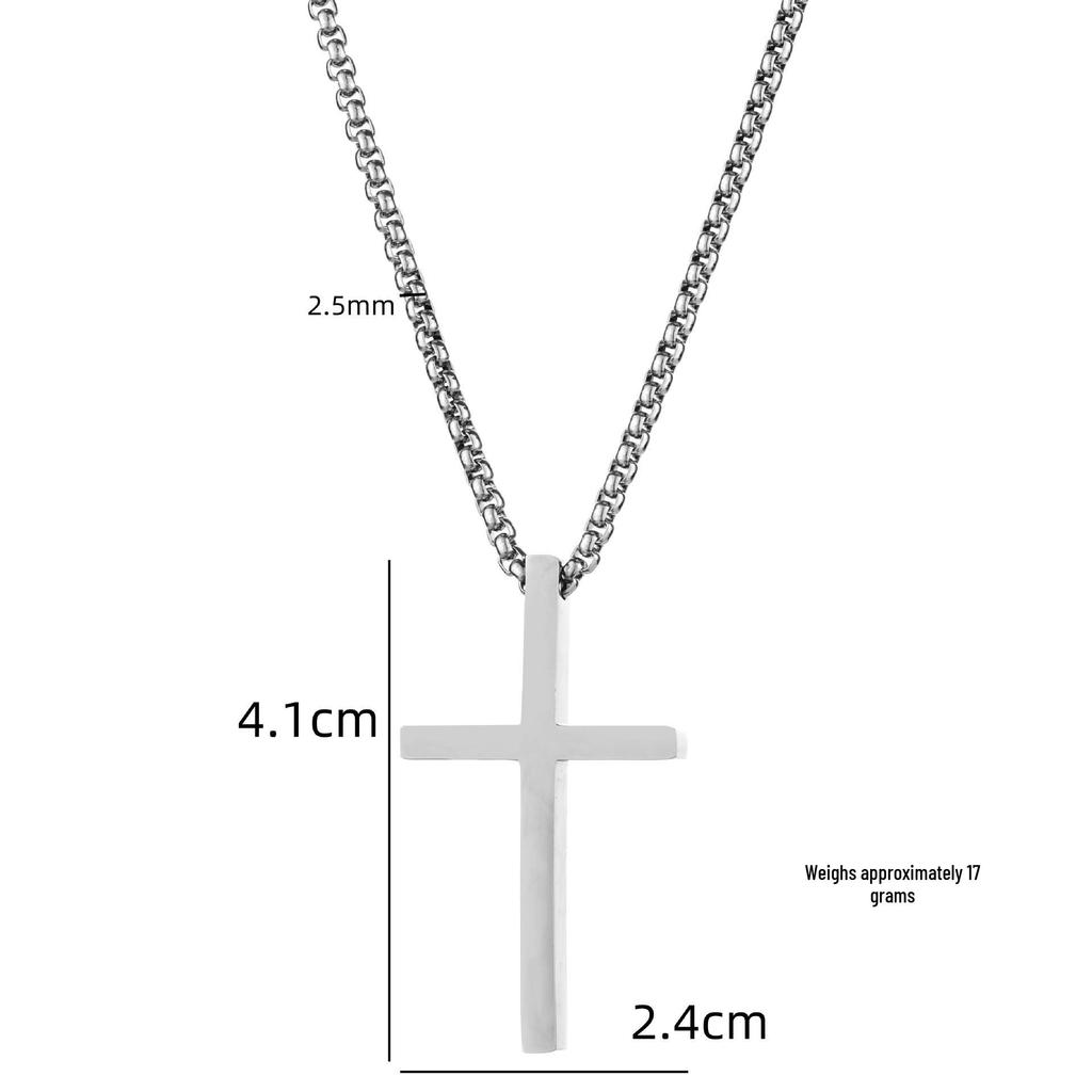 European & American High-End Stainless Steel Street Style Cross Necklace with Trendy Cool Letter Hollow Tag