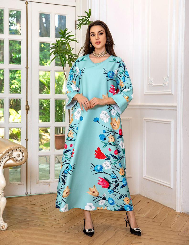 AB346 Arabic Dubai Fashion Rhinestone Jalabiya