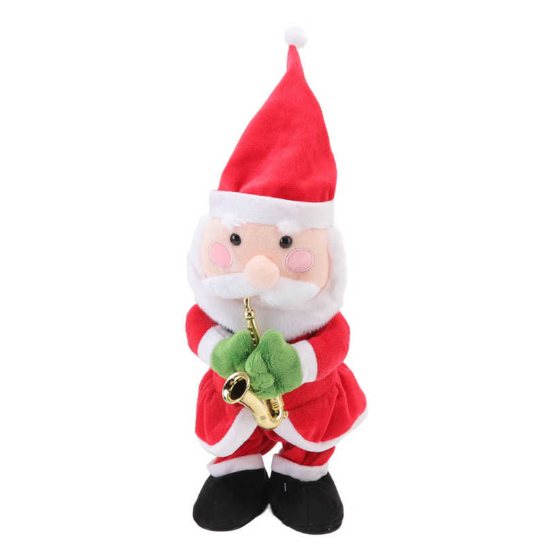 Bambola Decorazione Natalizia Musicale Elettrica 32X13cm Con 8 Canzoni Riproduzione Continua Danzante Cantante Luminosa Oscillante Peluche Regali