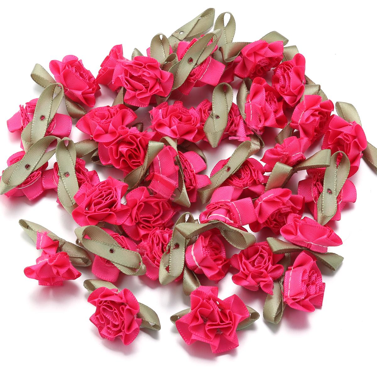 

20pcs/lot 3x4cm Handmade Carnation Flower Satin Ribbon Fabric Appliques For DIY Wedding Decoration Craft Sewing Accessories горячий розовый