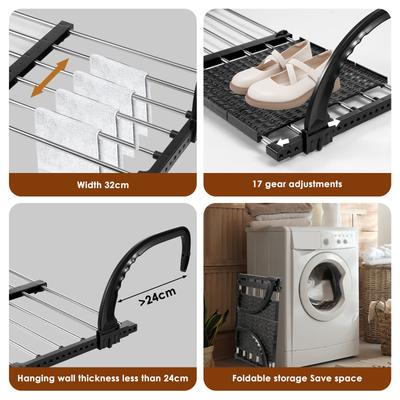 Secador de Roupas Dobrável para Radiador 42-72CM Extensível de Aço Inoxidável Secador de Roupas para Radiador para Lavanderia