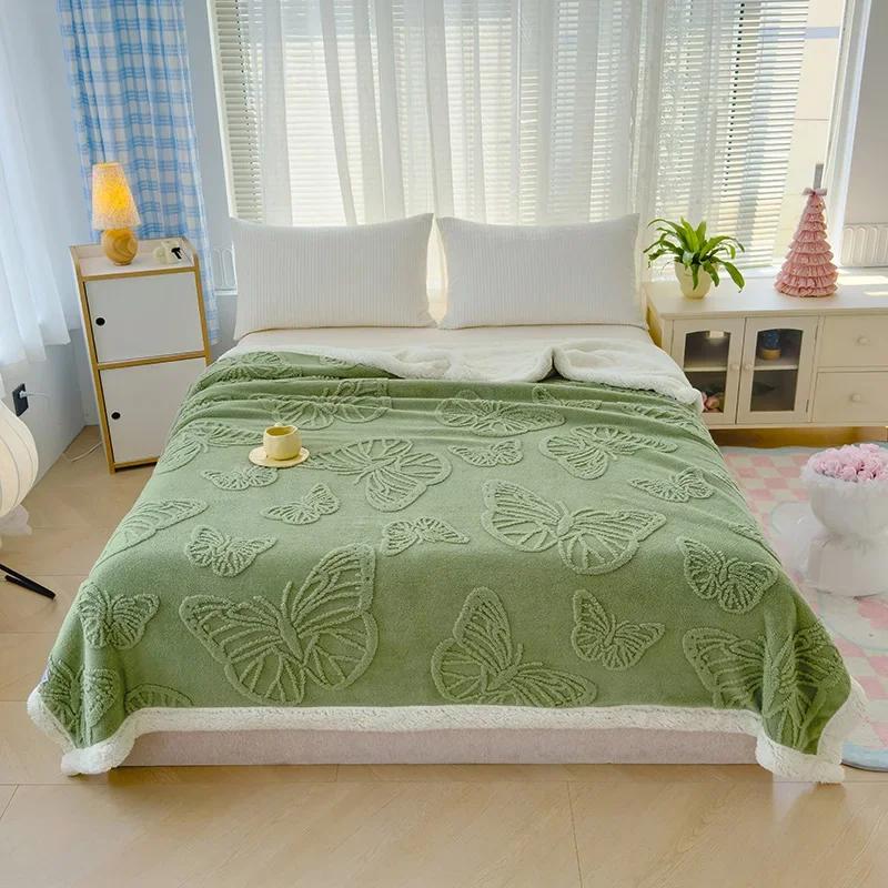 3D Butterfly Throw Blanket Super Soft Warm Fluffy Bed Blankets Lightweight Jacquard Fleece Blanket for Sofa Chair Bed Camping