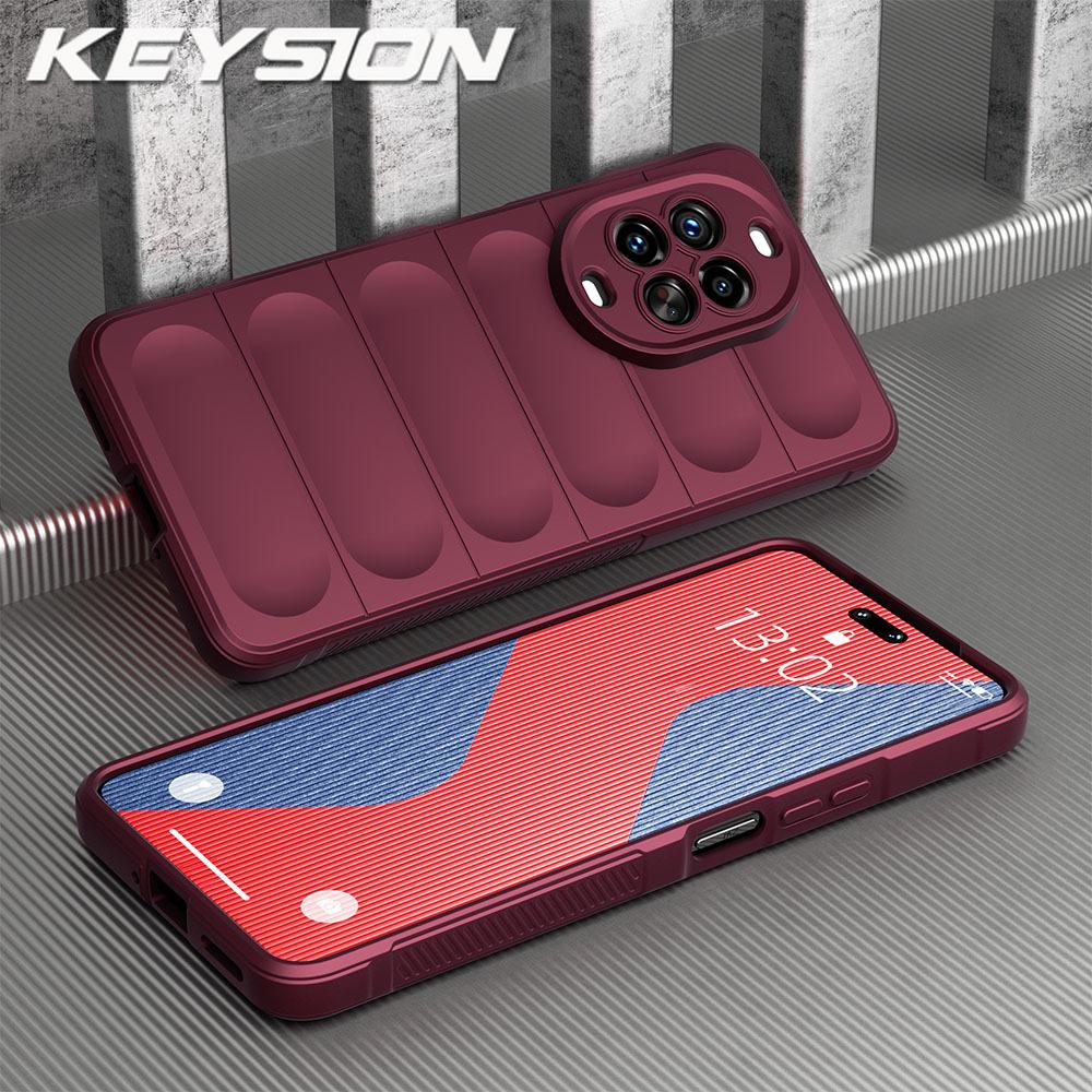 

KEYSION Shockproof Matte Phone Case for Huawei nova 14 14 Pro Anti-skid Soft Silicone Phone Back Cover for Huawei nova 14 Pro for Huawei nova 14 Pro вина червоного кольору