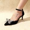 Fashion Versatile Stiletto Sandals Women's Spring and Summer Senior Sense Pointed Bow Not Tired Foot Sandals