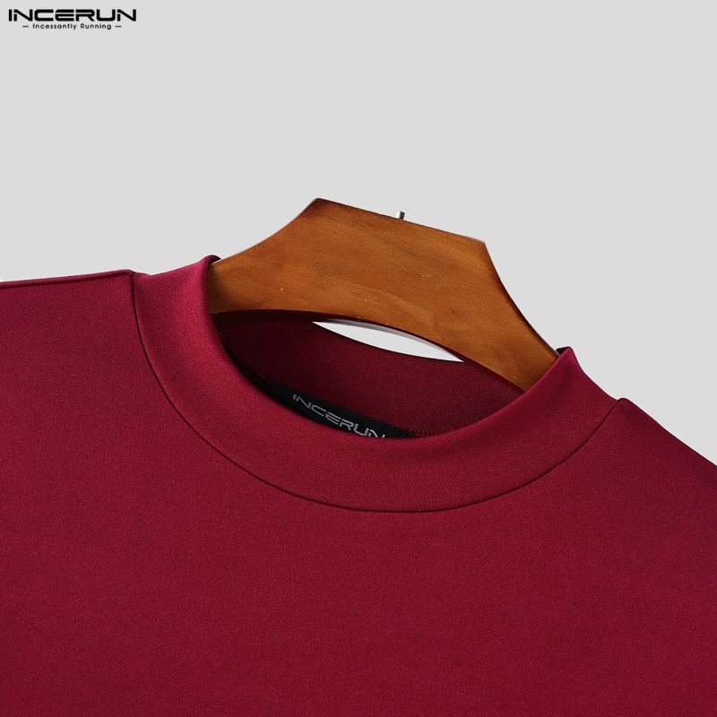 INCERUN Men Round Neck Short Sleeve Patchwork Oversized T-Shirts Tops