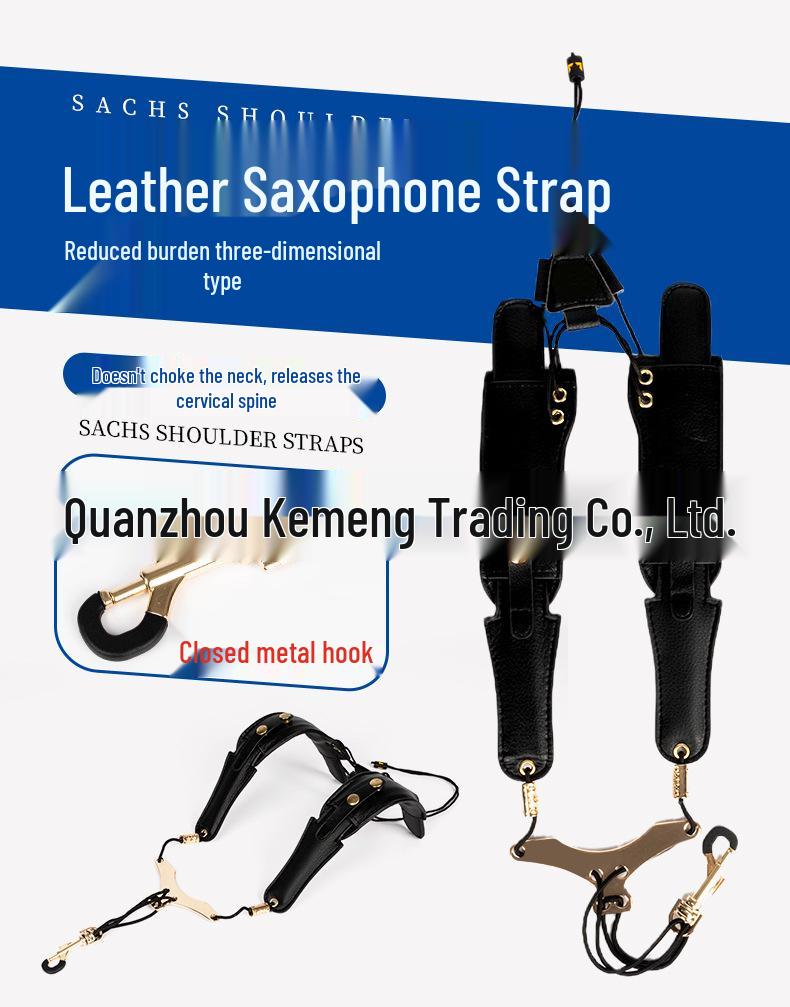 Adjustable Leather Double Shoulder Saxophone Strap for Alto, Tenor & Soprano - Suitable for Adults & Children