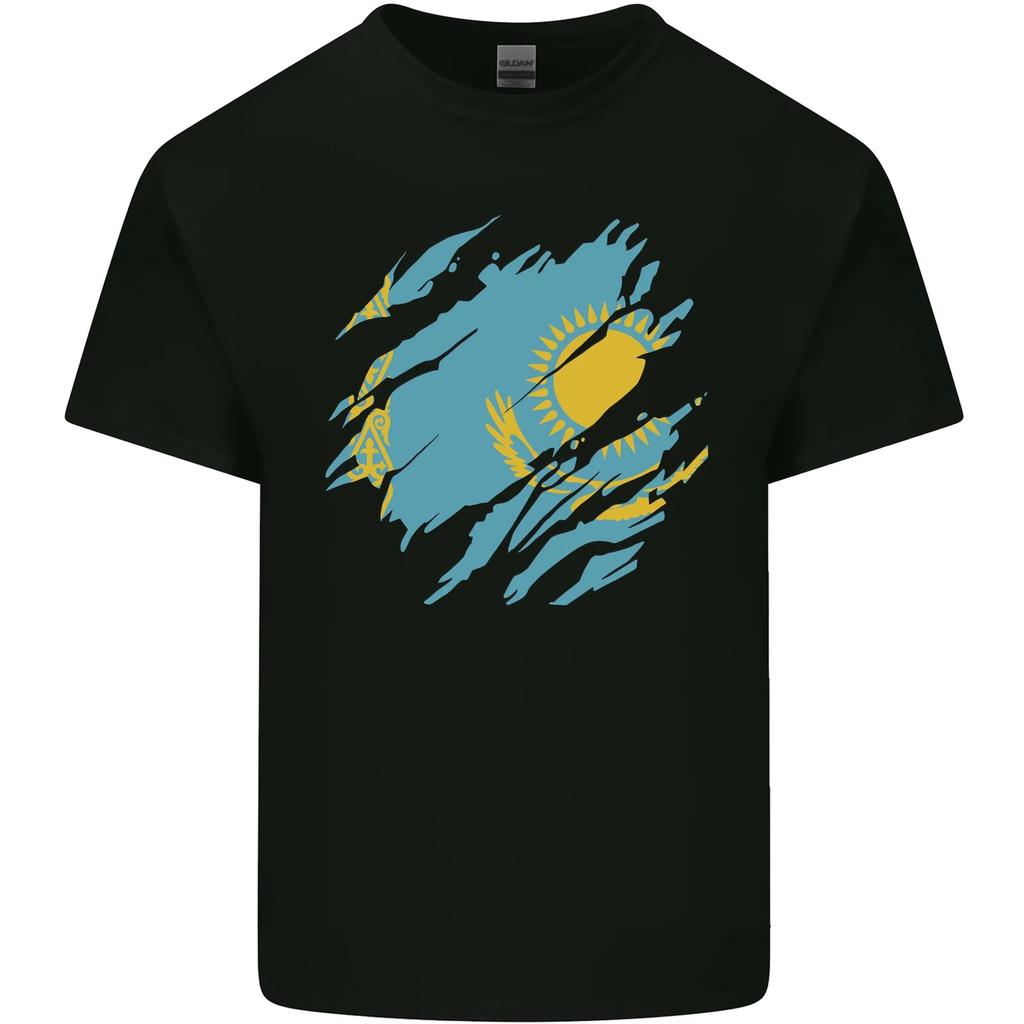 Torn Kazakhstan Flag Kazakh Day Football Kids T-Shirt Childrens