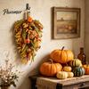 Herbst Türschmuck Künstlicher Herbst Tränentropfen-Schmuck, Künstliche Kürbisse Beeren Tannenzapfen Blätter Traditionelle Tischdekoration Ernte-Kranz für Thanksgiving
