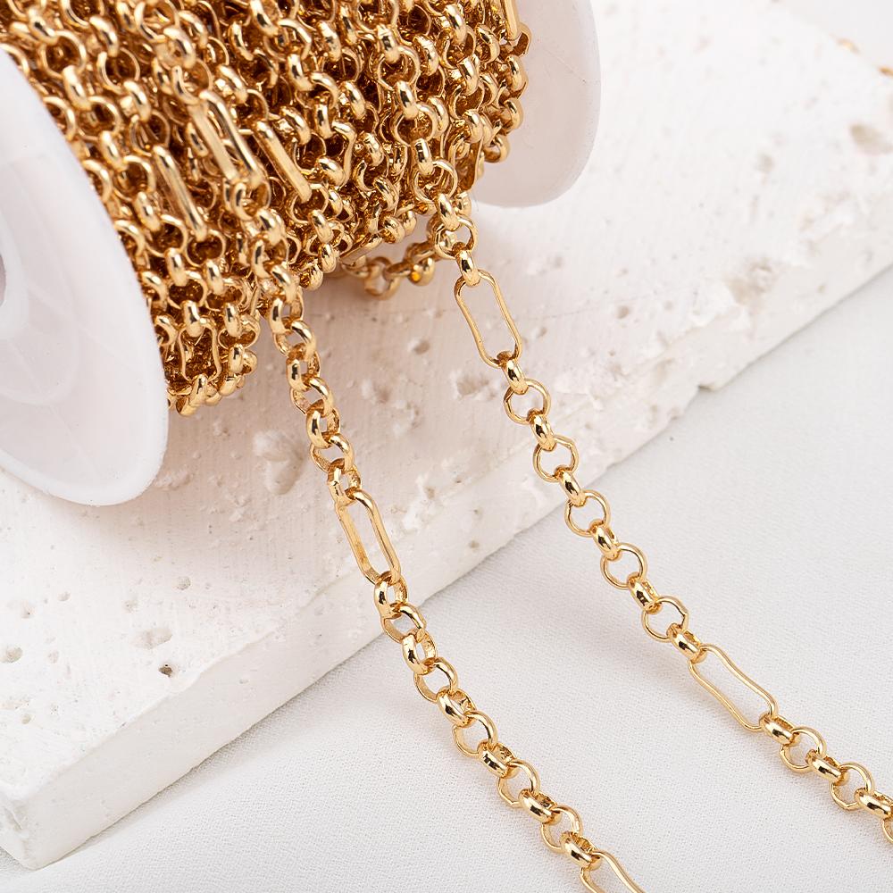 1M 18K Gold Plated Brass Square Link O Shape Chain for Jewelry Making Supplies DIY Bracelet Necklace Material Chain Accessories