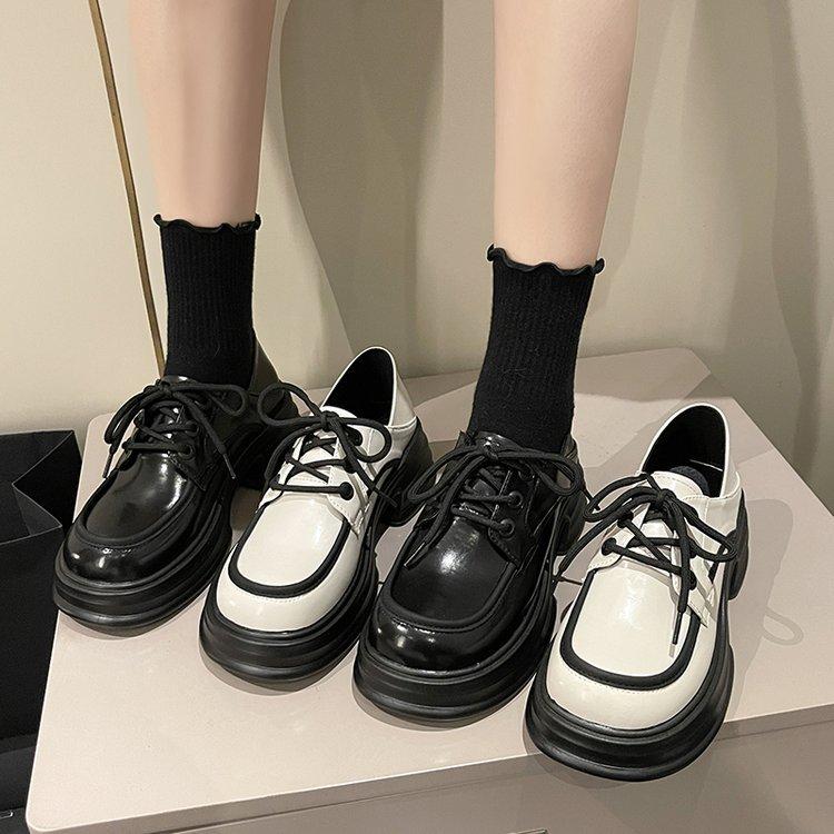 

British Style Small Leather Shoes Women Spring New French Niche Retro Single Shoes Thick-soled Loafers