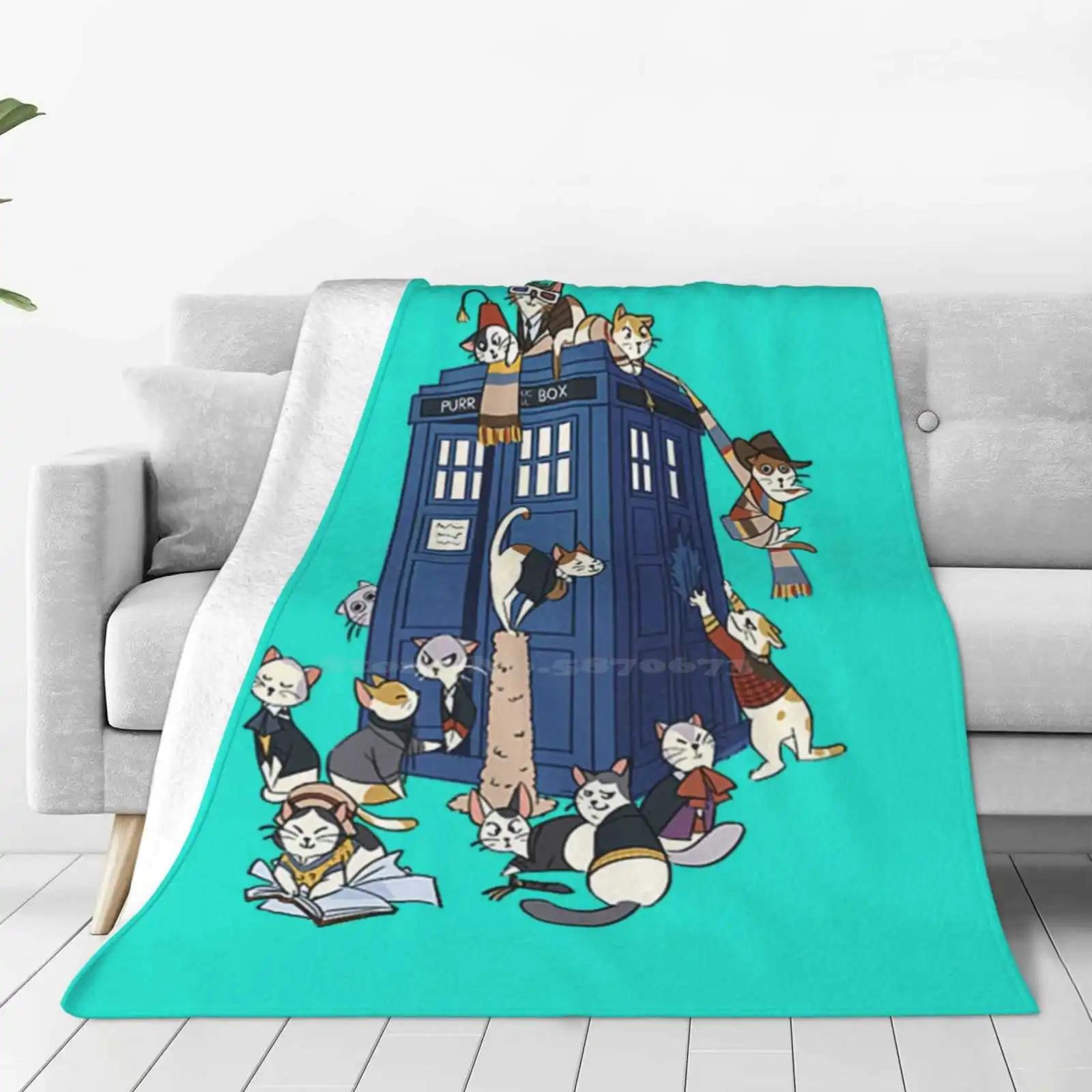 Doctor Cat New Arrival Fashion Leisure Warm Flannel Blanket Nerd Geek Whovian The Doctor Dr David Tennant Space Sci Fi Tv 100x150cm