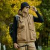 Men's Autumn Plush Thick Outdoor Multi Pocket Camisole Fishing Jacket Men's Multi Pocket Workwear Jacket