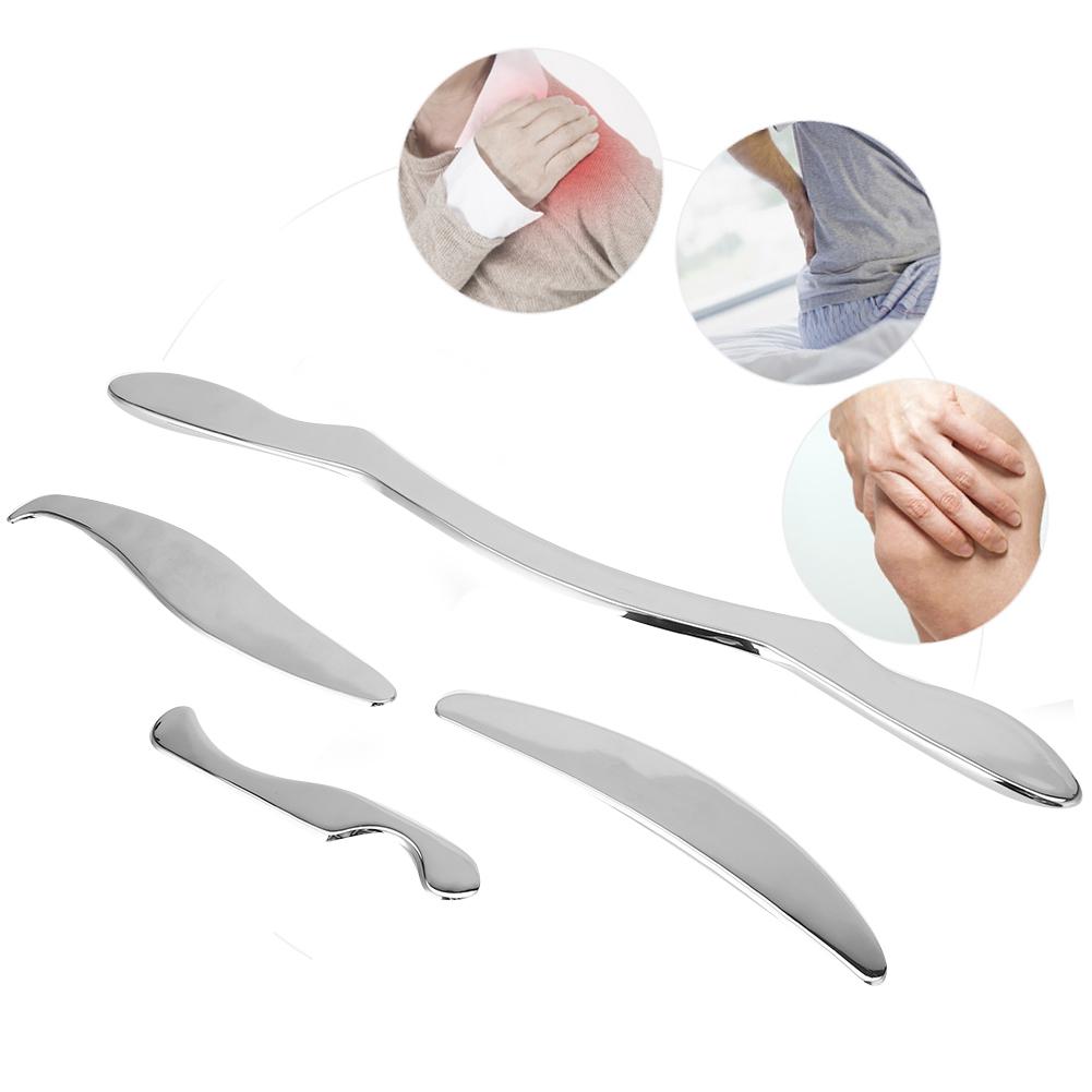 4pcs / set Professional Stainless Steel Gua Sha Scraping Massage Health Care Tools Kit with Aluminum